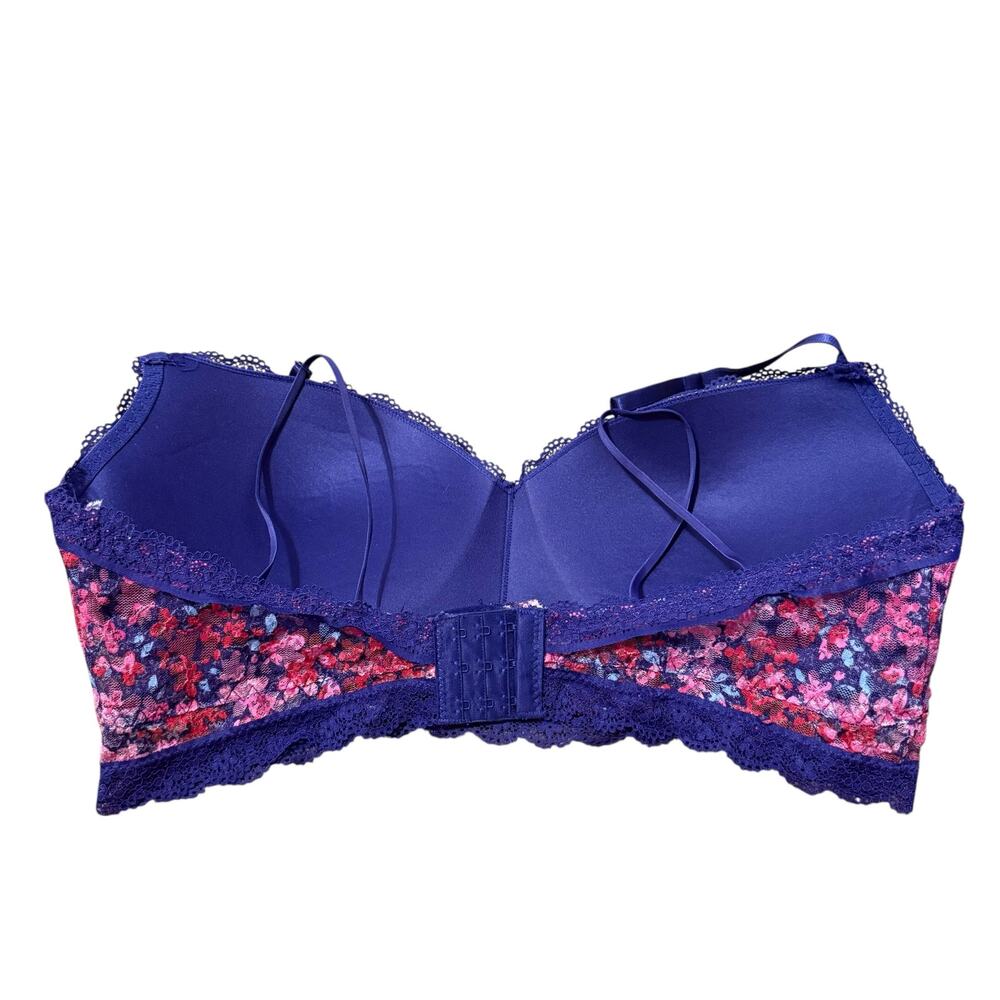 True lace purple pink floral bra adjustable straps size 44DD - Picture 2 of 7